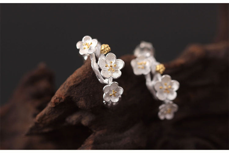 Winter Bloom – Plum Blossom Silver Jewelry Set