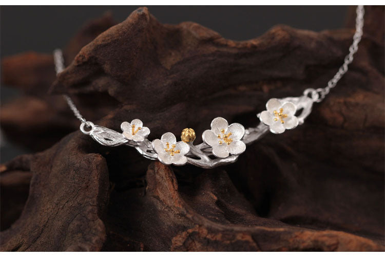 Winter Bloom – Plum Blossom Silver Jewelry Set