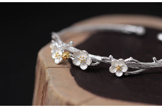 Winter Bloom – Plum Blossom Silver Jewelry Set